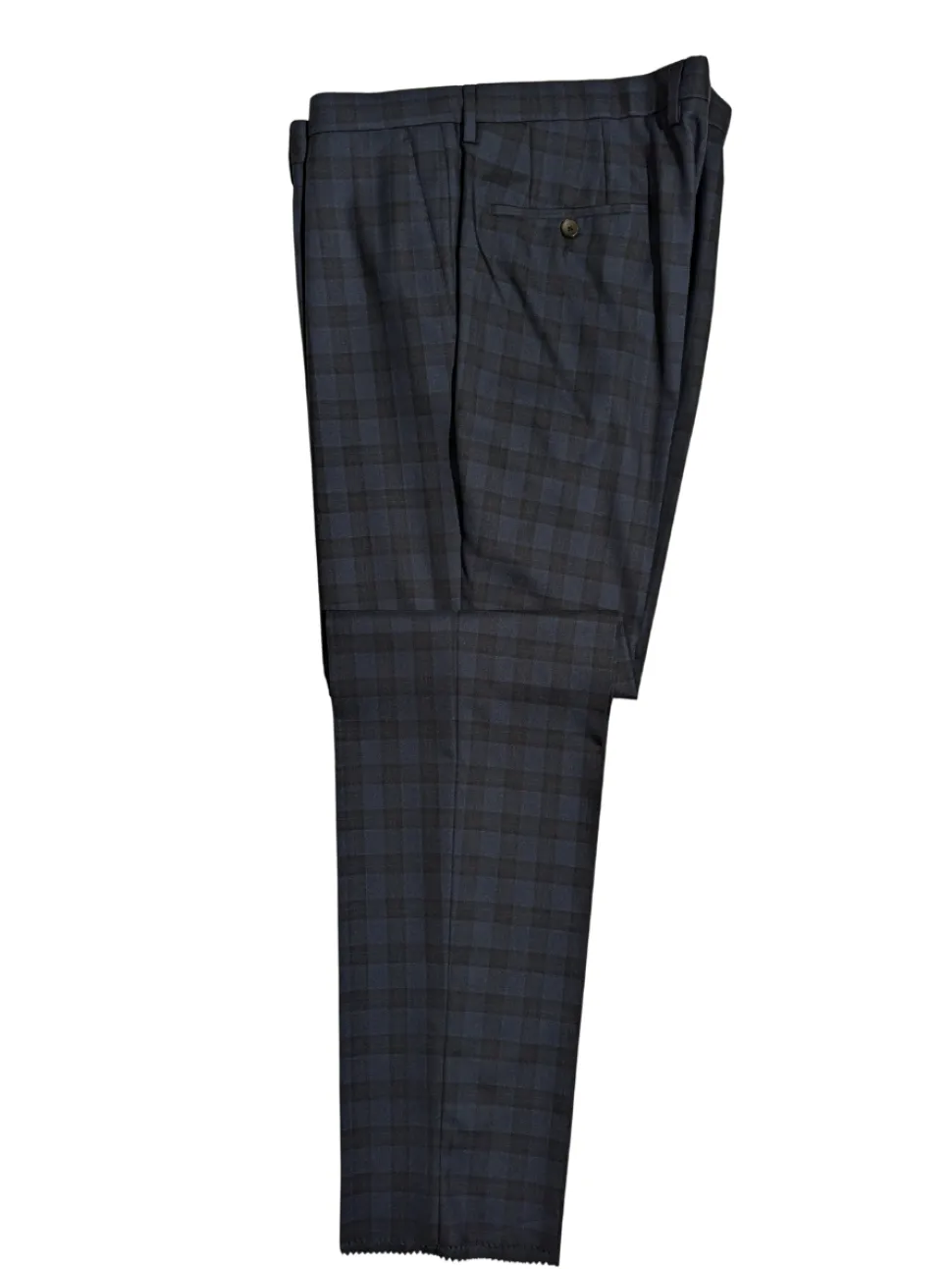 Hugo Boss Columbo Navy Blue and Black Windowpane Slim Fit Notch Lapels 2-Button Wool Silk Suit - 46R