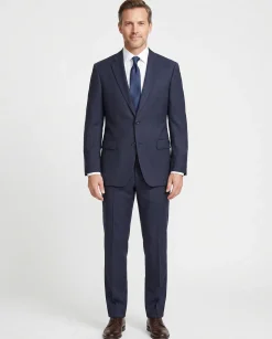 Hugo Boss Dark Navy Pinstripe Notch Lapel Super 100’s Wool 2-Button Suit 40L