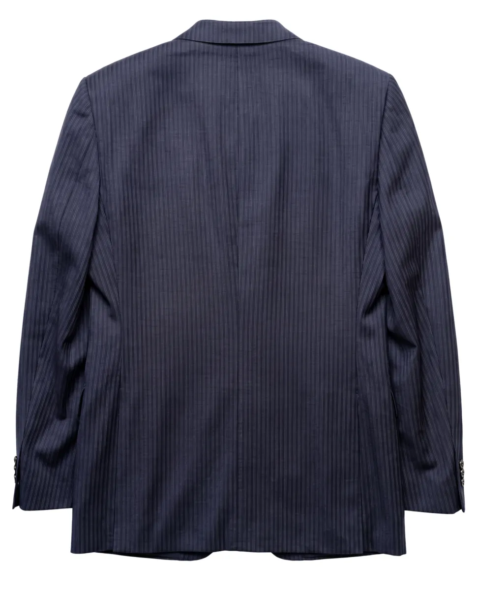 Hugo Boss Dark Navy Pinstripe Notch Lapel Super 100’s Wool 2-Button Suit 40L