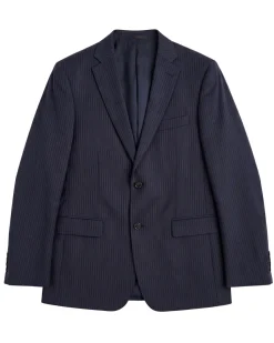 Hugo Boss Dark Navy Pinstripe Notch Lapel Super 100’s Wool 2-Button Suit 40L