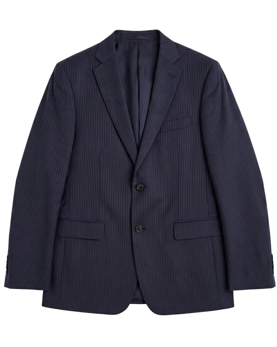 Hugo Boss Dark Navy Pinstripe Notch Lapel Super 100’s Wool 2-Button Suit 40L