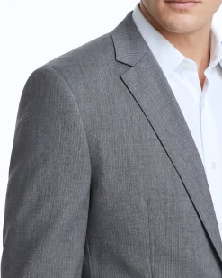 Hugo Boss Gray Micro Check Classic Fit Notch Lapel Wool 2-Button Suit 40R