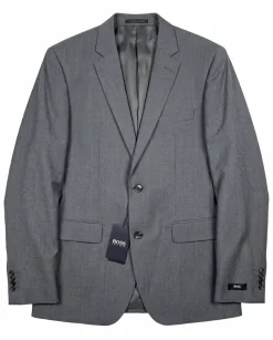 Hugo Boss Gray Micro Check Classic Fit Notch Lapel Wool 2-Button Suit 40R