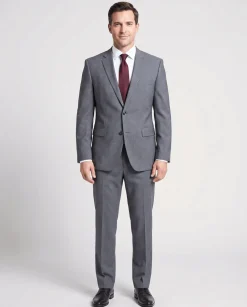 Hugo Boss Gray Micro Check Classic Fit Notch Lapel Wool 2-Button Suit 40R
