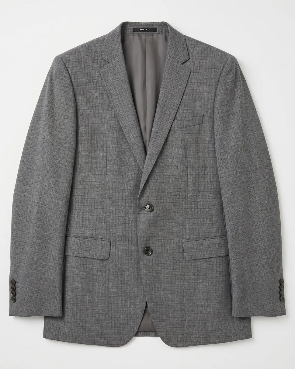 Hugo Boss Gray Plaid Slim Fit Notch Lapel 120’s Wool 2-Button Suit 40L