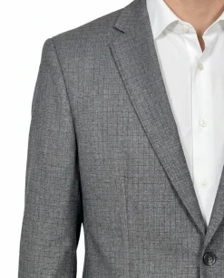 Hugo Boss Gray Plaid Slim Fit Notch Lapel 120’s Wool 2-Button Suit 40L
