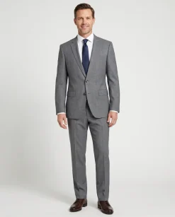Hugo Boss Gray Plaid Slim Fit Notch Lapel 120’s Wool 2-Button Suit 40L