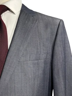Hugo Boss Gray Textured Classic Fit Notch Lapels Wool 2-Button Suit - 40R
