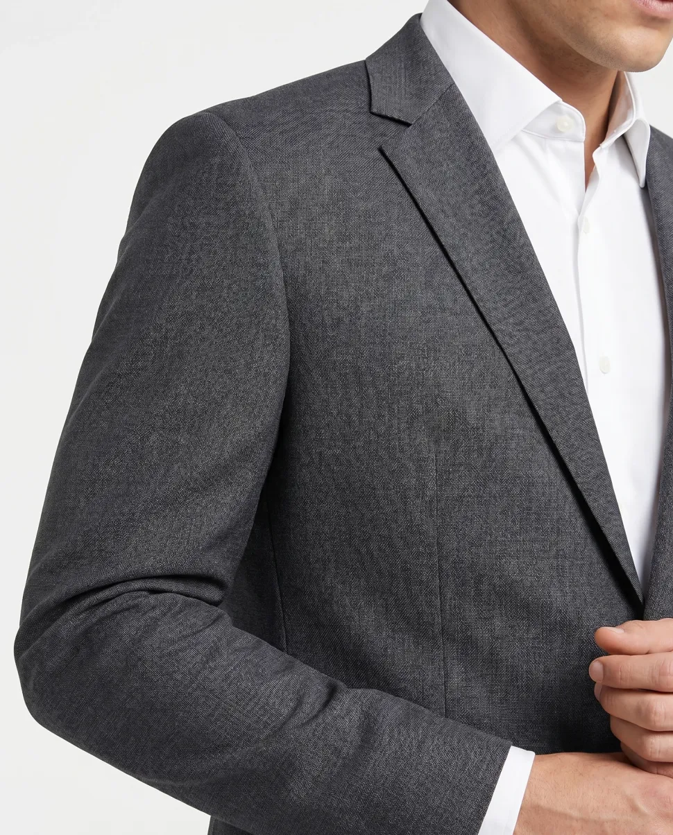 Hugo Boss Heather Dark Grey Modern Fit Notch Lapel Wool Stretch 2-Button Suit 38R
