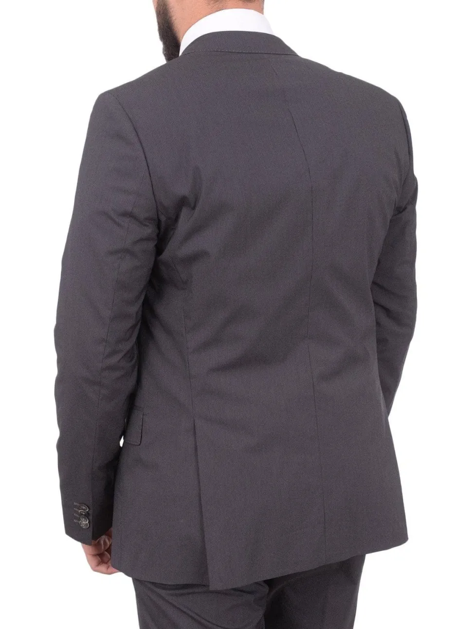 Hugo Boss Hutson1/gander Slim Fit Gray Mini Striped Stretch Cotton Blend Suit