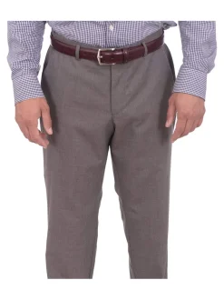 Hugo Boss Liberty Slim Fit Gray Textured Flat Front Wool Dress Pants