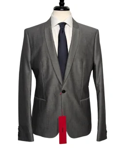 Hugo Boss Light Gray Shawl Lapel Single-Button Cotton Blend Tuxedo 42R