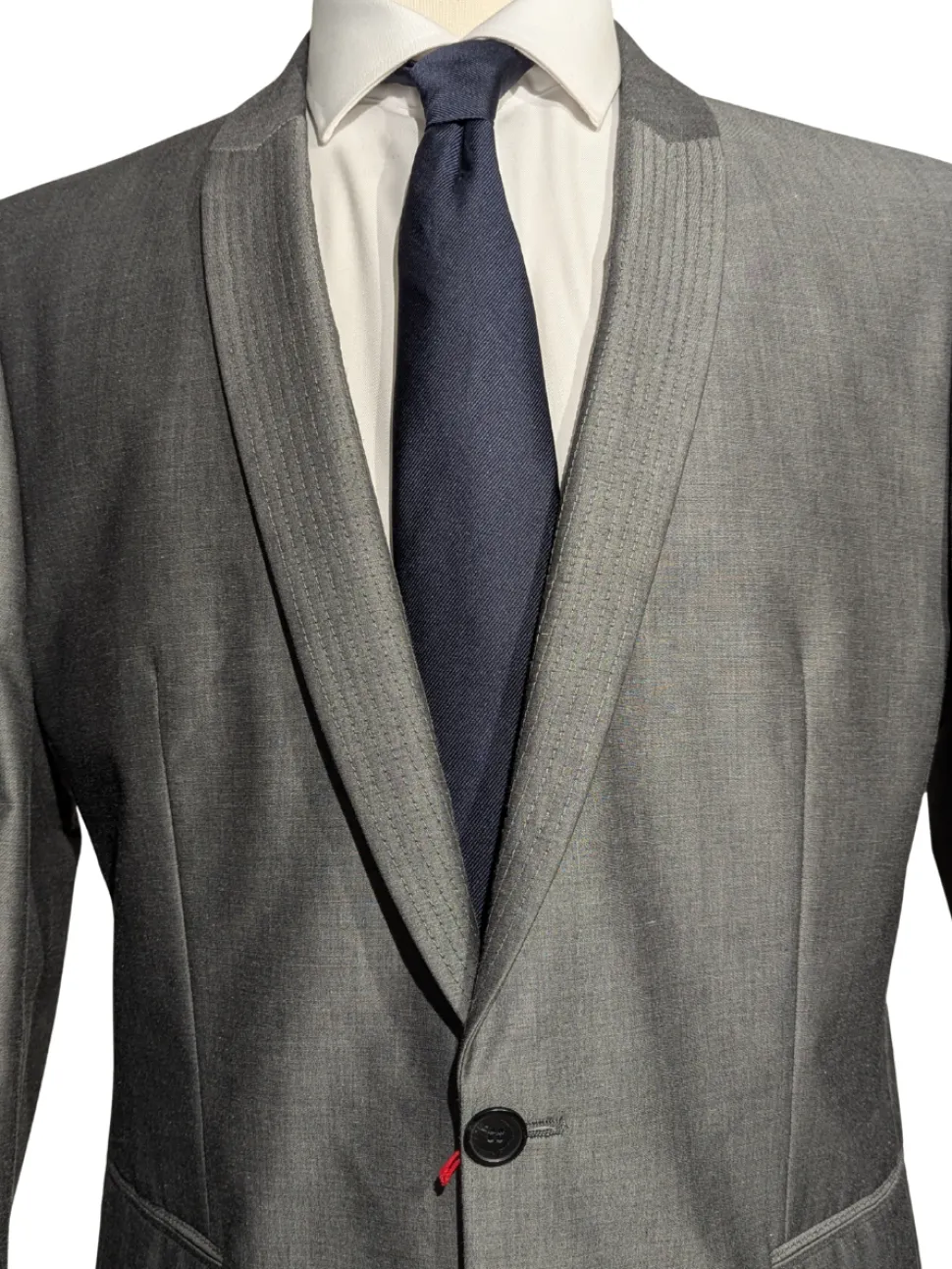 Hugo Boss Light Gray Shawl Lapel Single-Button Cotton Blend Tuxedo 42R