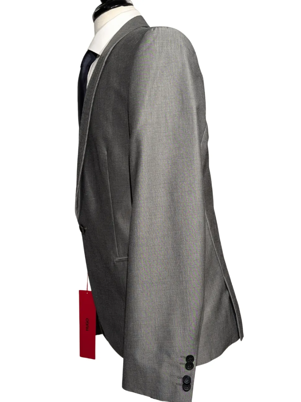 Hugo Boss Light Gray Shawl Lapel Single-Button Cotton Blend Tuxedo 42R