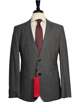 Hugo Boss Marlane Biella Glen Plaid Gray Regular Fit Wool 2-Button Suit - 40R