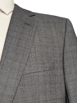 Hugo Boss Marlane Biella Glen Plaid Gray Regular Fit Wool 2-Button Suit - 40R