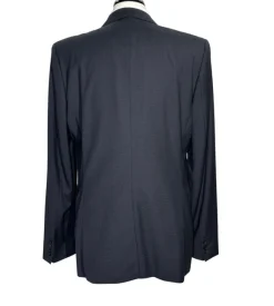Hugo Boss Mens Black Micro-Check Notch Lapels Slim Fit 2 Button Wool Suit - 44L
