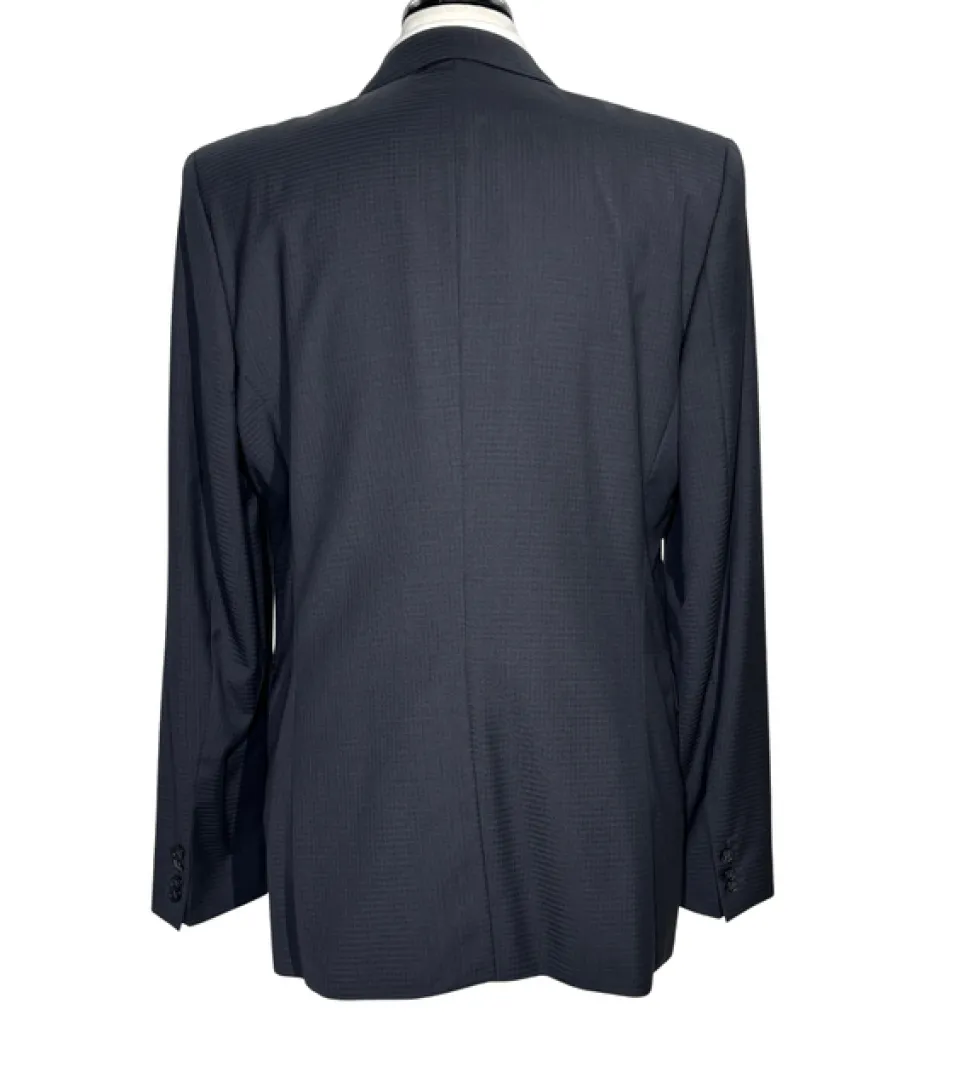 Hugo Boss Mens Black Micro-Check Notch Lapels Slim Fit 2 Button Wool Suit - 44L