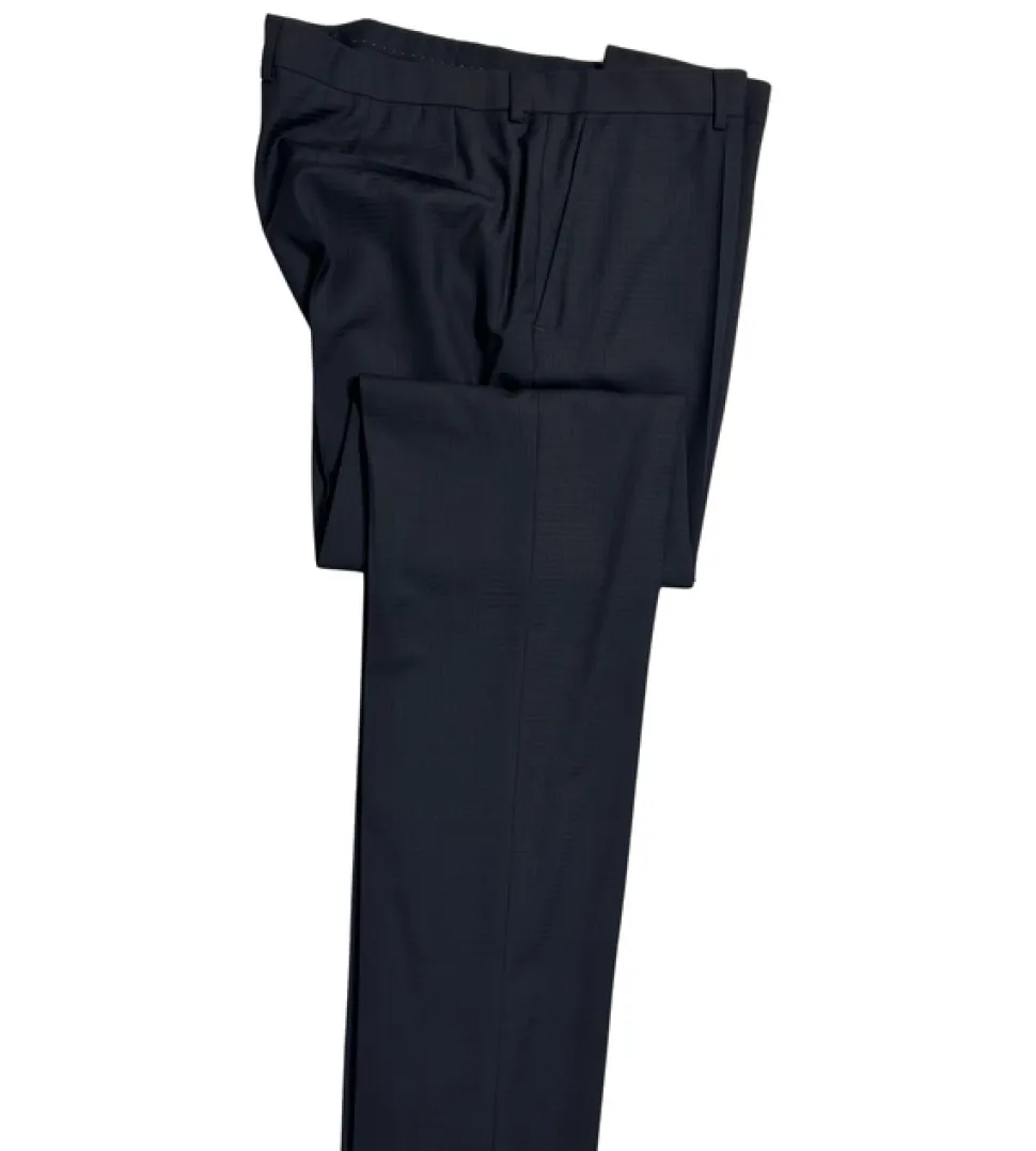 Hugo Boss Mens Black Micro-Check Notch Lapels Slim Fit 2 Button Wool Suit - 44L