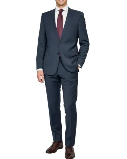 Hugo Boss Mens Blue-Gray Pinstripe Notch Lapels Slim Fit 2 Button Wool Suit - 42L