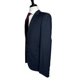 Hugo Boss Mens Blue-Gray Pinstripe Notch Lapels Slim Fit 2 Button Wool Suit - 42L