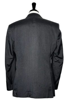 Hugo Boss Mens Charcoal Herringbone Notch Lapel Classic Fit 2-Button Silk Suit - 40R