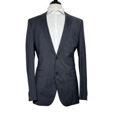Hugo Boss Mens Charcoal Pinstripe Notch Lapels Slim Fit 2 Button Wool Suit - 40L