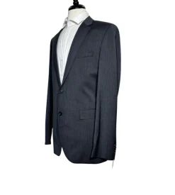 Hugo Boss Mens Charcoal Pinstripe Notch Lapels Slim Fit 2 Button Wool Suit - 40L