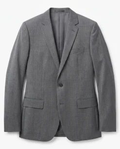 Hugo Boss Mens Gray Crosshatch Textured Notch Lapels Slim Fit 2-Button Wool Suit - 40R