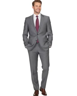 Hugo Boss Mens Gray Striped 100% Wool Slim Fit 2 Piece Suit
