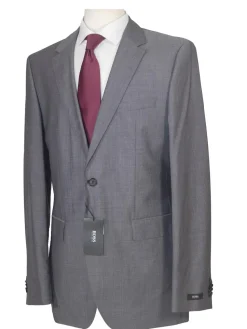 Hugo Boss Mens Gray Striped 100% Wool Slim Fit 2 Piece Suit