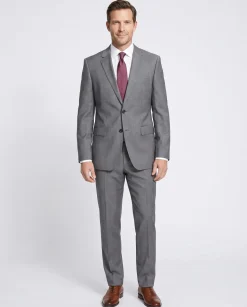 Hugo Boss Mens Gray Striped 100% Wool Slim Fit 2 Piece Suit