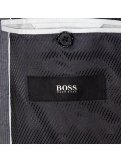 Hugo Boss Mens Gray Striped 100% Wool Slim Fit 2 Piece Suit