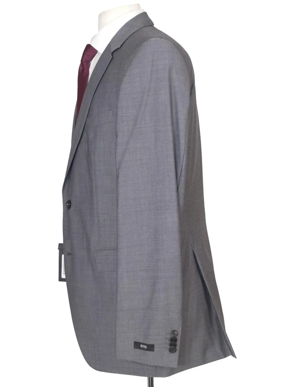 Hugo Boss Mens Gray Striped 100% Wool Slim Fit 2 Piece Suit