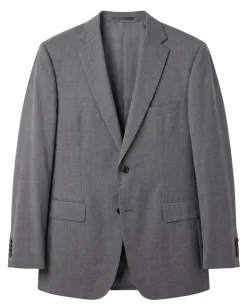 Hugo Boss Mens Gray Textured Notch Lapels Classic Fit Stretch 2-Button Wool Suit - 42S
