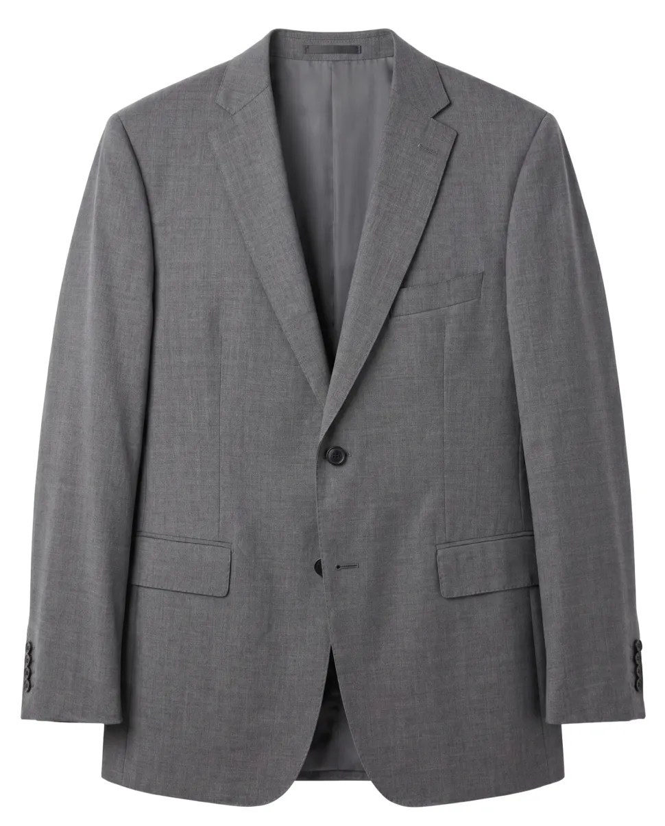 Hugo Boss Mens Gray Textured Notch Lapels Classic Fit Stretch 2-Button Wool Suit - 42S