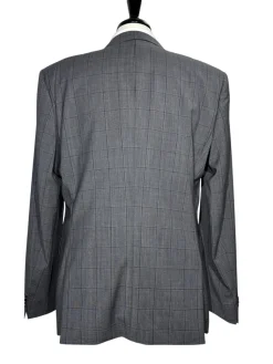 Hugo Boss Mens Gray Windowpane Notch Lapel Wool 2-Button Suit - 44R