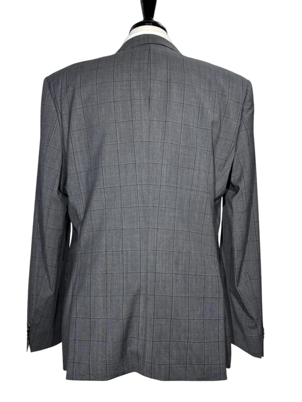Hugo Boss Mens Gray Windowpane Notch Lapel Wool 2-Button Suit - 44R