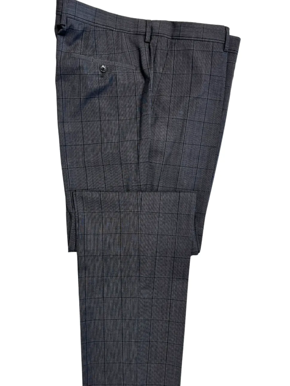 Hugo Boss Mens Gray Windowpane Notch Lapel Wool 2-Button Suit - 44R