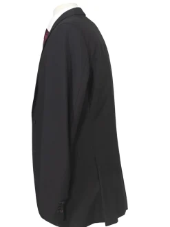 Hugo Boss Mens 42L Black Striped 100% Italian Super 110s Wool Slim Fit Suit