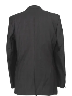Hugo Boss Mens 42L Charcoal Plaid 100% Wool Slim Fit Two Piece Suit