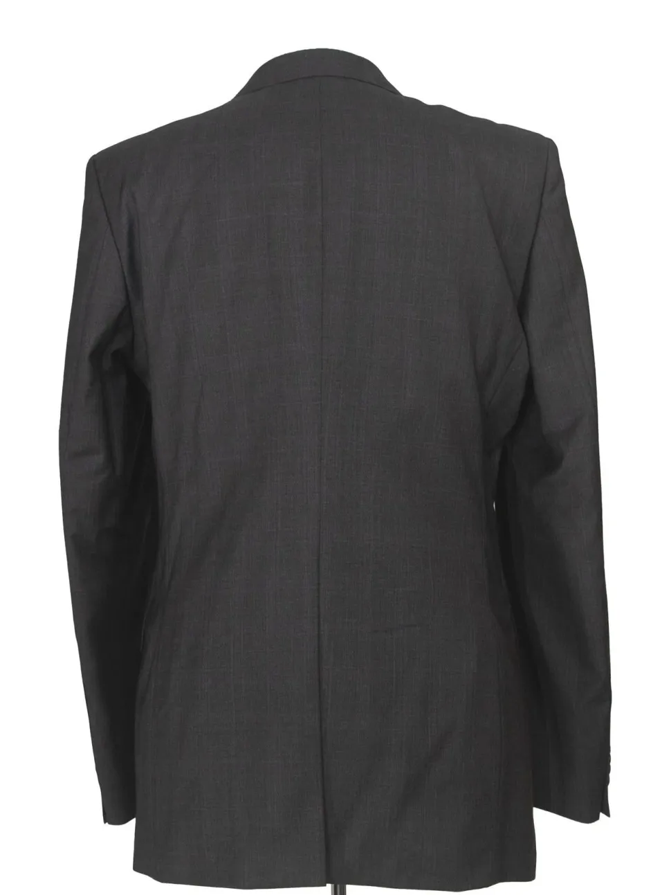 Hugo Boss Mens 42L Charcoal Plaid 100% Wool Slim Fit Two Piece Suit
