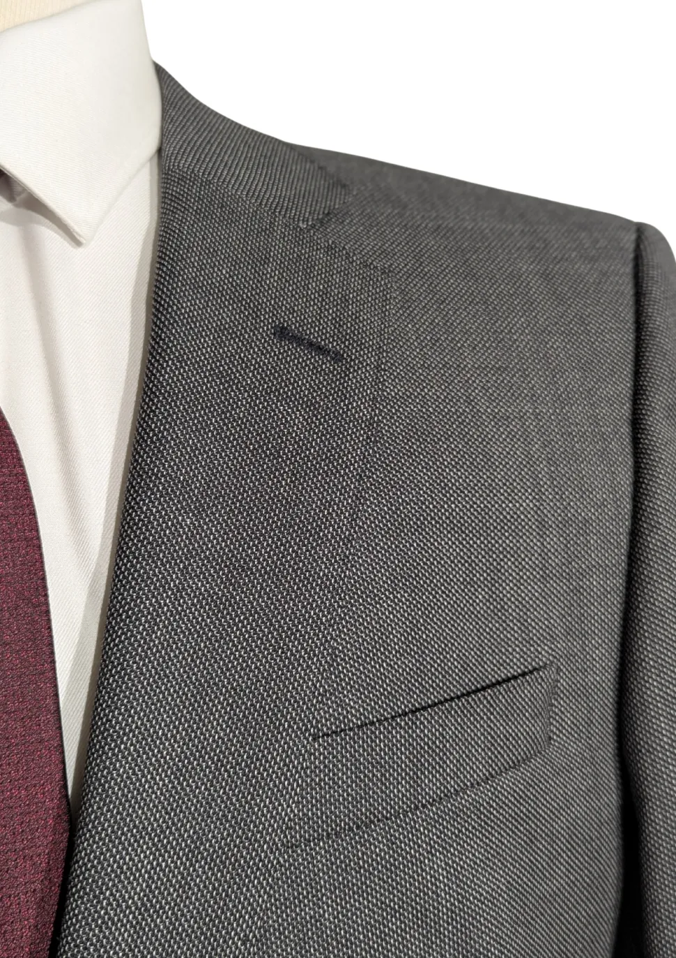Hugo Boss Mens 40R Gray Weave 100% Wool Slim Fit 2 Piece Suit