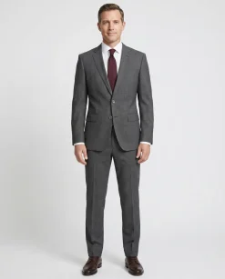 Hugo Boss Mens 40R Gray Weave 100% Wool Slim Fit 2 Piece Suit