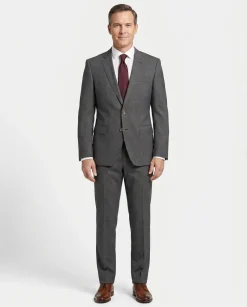 Hugo Boss Mens 44R Gray Weave 100% Wool Slim Fit 2 Piece Suit