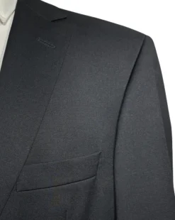 Hugo Boss Mens Solid Black Notch Lapels Classic Fit 2 Button Wool Suit - 40L