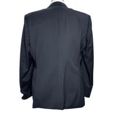 Hugo Boss Mens Solid Black Satin Peak Lapel Classic Fit 1-Button Wool Tuxedo - 42S