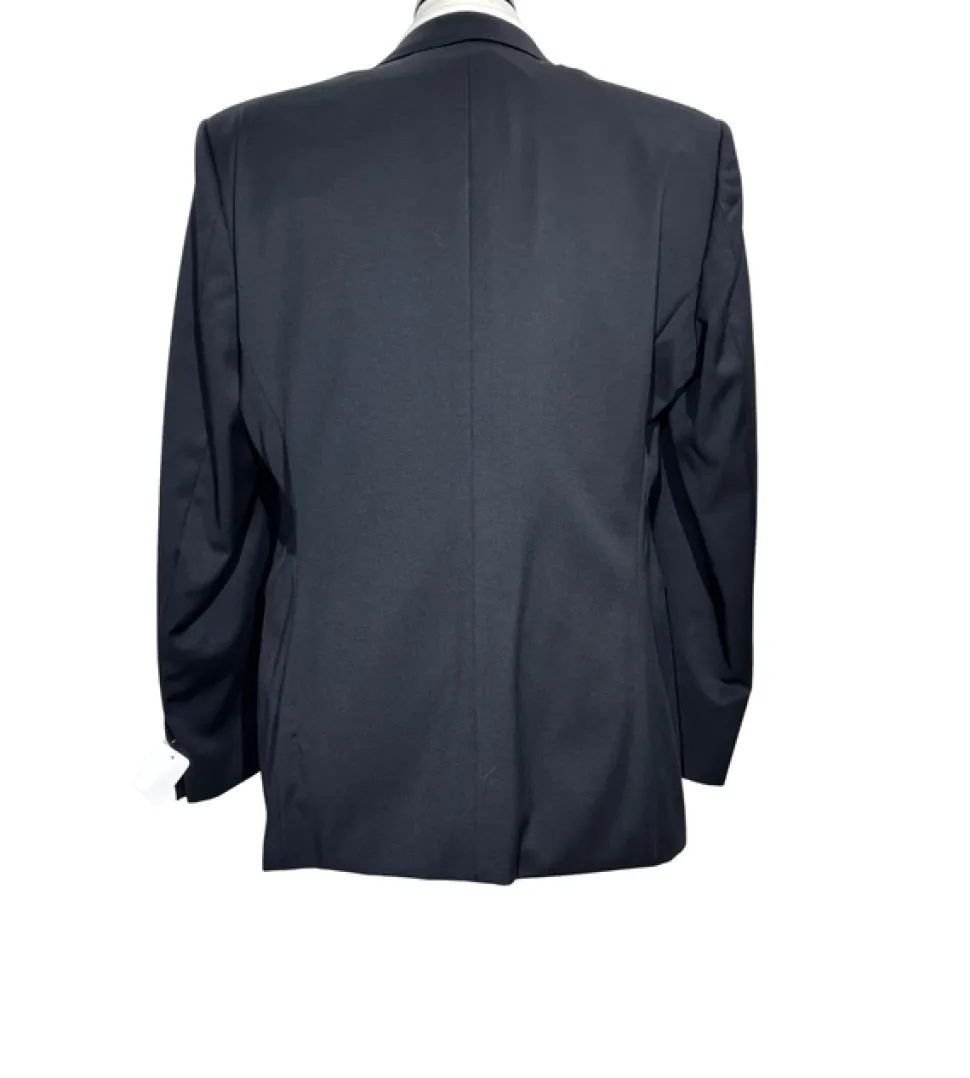 Hugo Boss Mens Solid Black Satin Peak Lapel Classic Fit 1-Button Wool Tuxedo - 42S