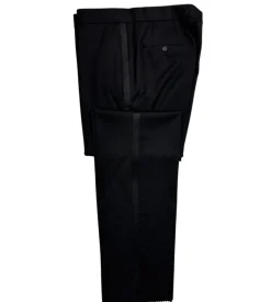 Hugo Boss Mens Solid Black Satin Peak Lapel Classic Fit 1-Button Wool Tuxedo - 42S