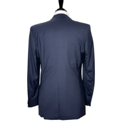 Hugo Boss Mens Solid Navy Notch Lapels Classic Fit Stretch 2 Button Wool Suit - 40L